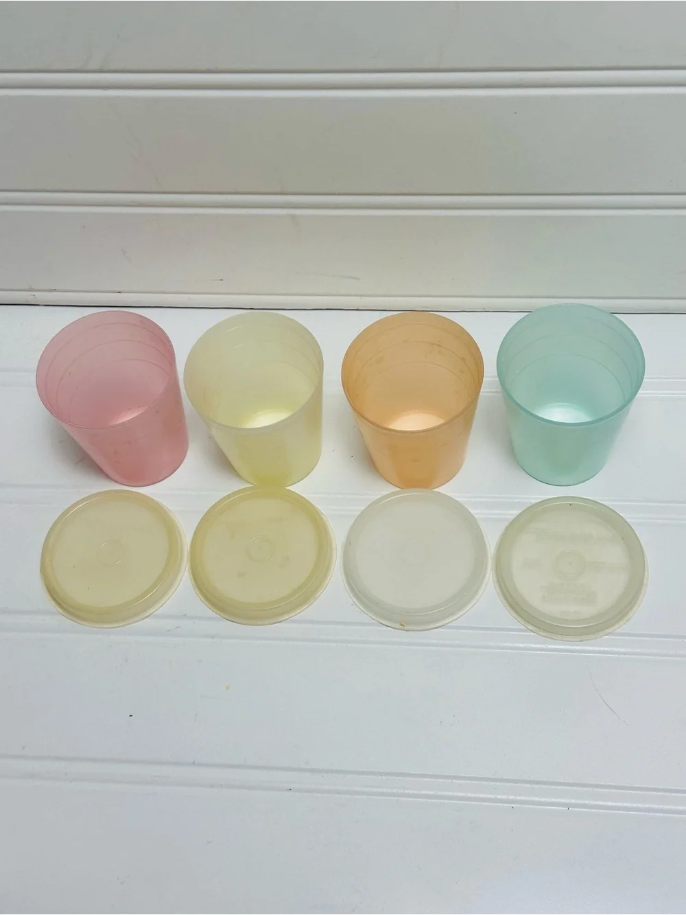 Vintage Tupperware Mini Containers (Set of 4) Pastel Colors Clear Plastic Lids